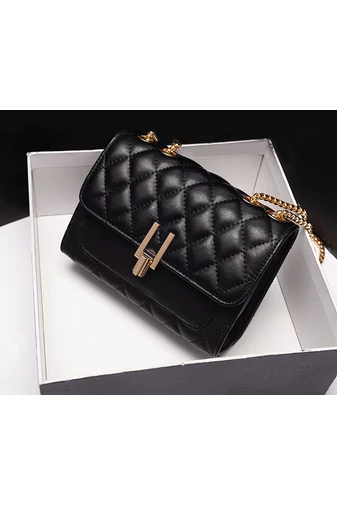 Bonluo Elegantná čierna crossbody kabelka vyrobená z prírodnej kože Rozmery 15*19*8cm