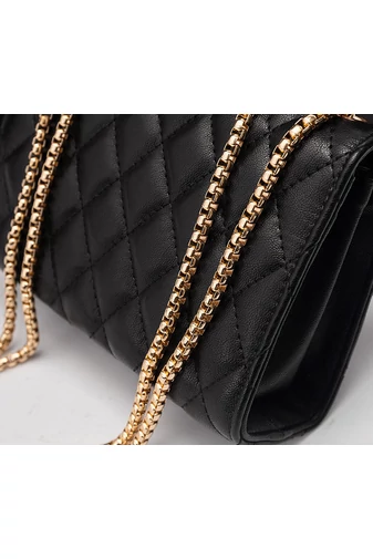Bonluo Elegantná čierna crossbody kabelka vyrobená z prírodnej kože Rozmery 15*19*8cm