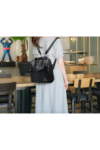 Bonluo Čierny ruksak/Crossbody kabelka z imitácie kože Rozmery 26*24*12cm