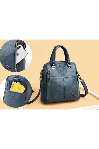 Bonluo Modrý ruksak/Crossbody kabelka z imitácie kože Rozmery 26*24*12cm