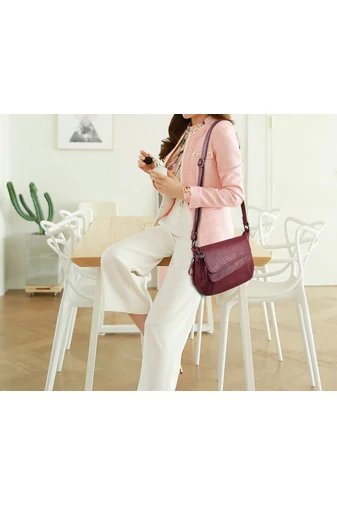 Bonluo fialová crossbody kabelka z imitácie kože Veľkosť 21*25*12