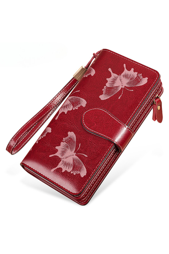 Bonluo Vínovo-červená Dámska peňaženka/kabelka z prírodnej kože Veľkosť (19*10*3 cm)
