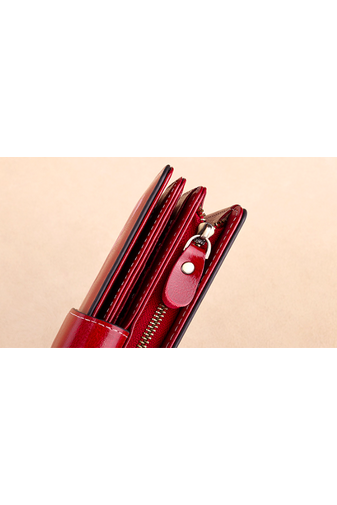 Bonluo Vínovo-červená Dámska peňaženka/kabelka z prírodnej kože Veľkosť (19*10*3 cm)