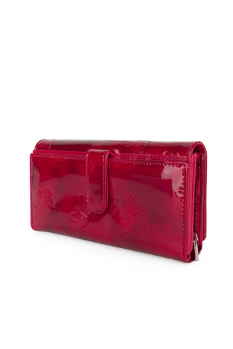 Jorita Dámska tmavočervená veľká peňaženka so vzorom motýľa z pravej kože (19*9*4cm)