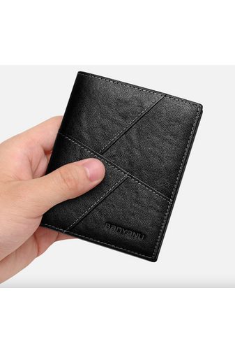 Bonluo Čierna pánska peňaženka vyrobená z prírodnej kože Veľkosť 11,5*9,5*07cm