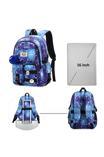 Bonluo Modrý batoh so vzorom s priestorom pre notebook Veľkosť 45*30*15cm