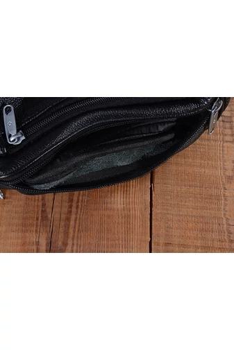 Bonluo čierna pánska ľadvinka prémiová kvalita z pravej kože Veľkosť 13*31*8cm