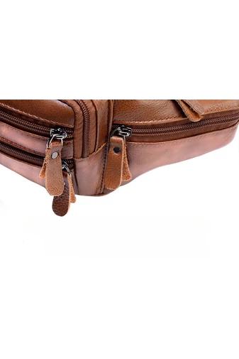 Bonluo tmavohnedá pánska ľadvinka vyrobená z prírodnej kože Veľkosť 13*33*10cm