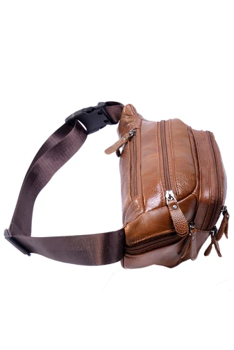 Bonluo tmavohnedá pánska ľadvinka vyrobená z prírodnej kože Veľkosť 13*33*10cm