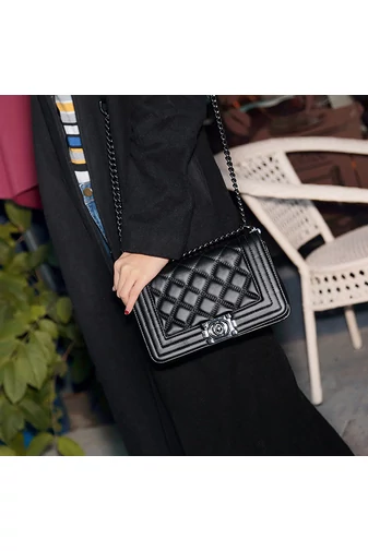 Bonluo elegantná čierna taška z umelej kože cez rameno (15*23*10cm)