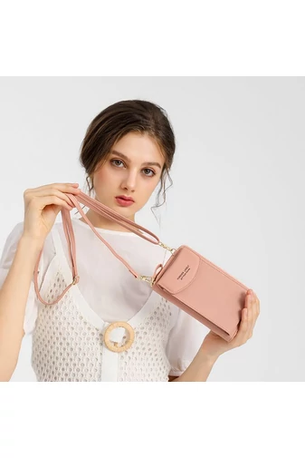 Bonluo čierna Crossbody kabelka/peňaženka z imitácie kože 18*11*4cm