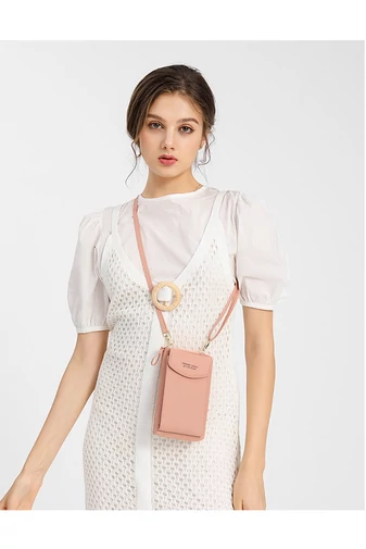 Bonluo čierna Crossbody kabelka/peňaženka z imitácie kože 18*11*4cm