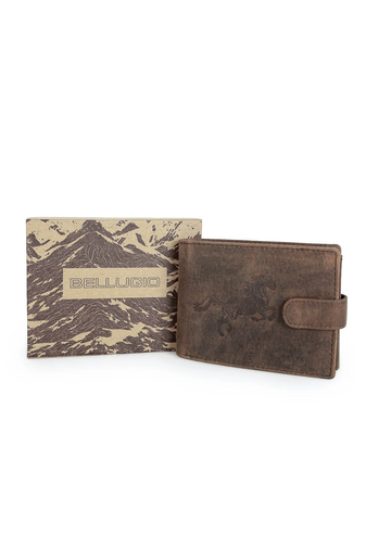Bellugio Hnedá pravá kožená pánska peňaženka so vzorom koňa (13*9,5*2cm)