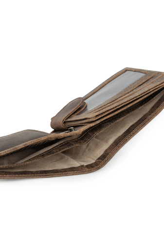 BAARON Hnedá pánska peňaženka s rytým vzorom bicykla z prírodnej kože (13*10*2cm)