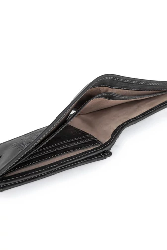 BAARON Čierna pánska peňaženka s ručne vyrytým vzorom z pravej kože (13*10*2cm)