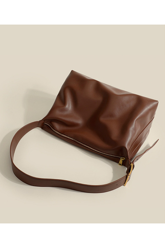 Bonluo hnedá kabelka cez rameno z umelej kože, Veľkosť 27*37*8cm