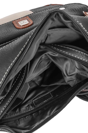 Crossbody/ramenná kabelka z umelej kože v čierno/hnedej farbe