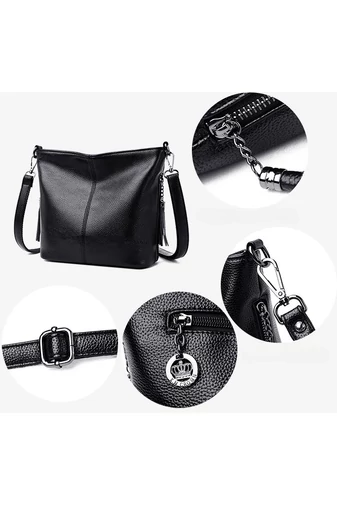 Bonluo Čierna Crossbody kabelka z imitácie kože Veľkosť 20*21*10cm