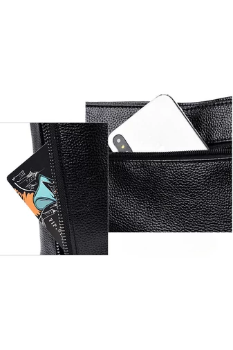 Bonluo Čierna Crossbody kabelka z imitácie kože Veľkosť 20*21*10cm