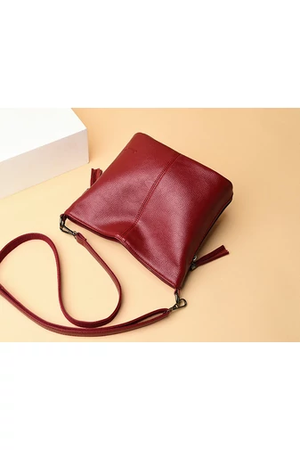 Bonluo Červená Crossbody kabelka z imitácie kože Veľkosť 20*21*10cm