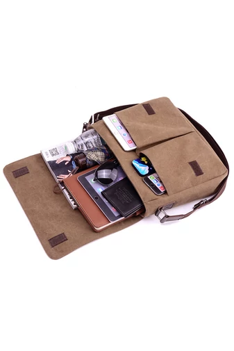 Bonluo Čierna plátenná crossbody taška pre mužov veľkosť (34x26x8cm)