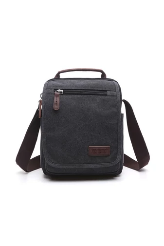 Bonluo Čierna crossbody taška pre mužov vyrobená z odolného materiálu Veľkosť 28*22*12cm