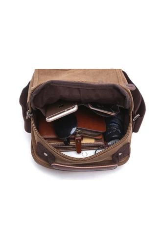 Bonluo Hnedá crossbody taška pre mužov vyrobená z odolného materiálu Veľkosť 28*22*12cm