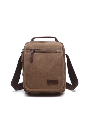 Bonluo Hnedá crossbody taška pre mužov vyrobená z odolného materiálu Veľkosť 28*22*12cm