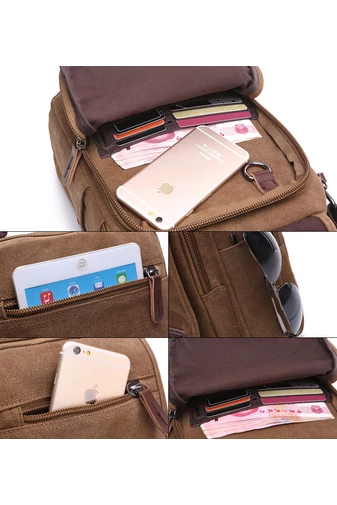 Bonluo Hnedá crossbody taška pre mužov vyrobená z odolného materiálu Veľkosť 28*22*12cm