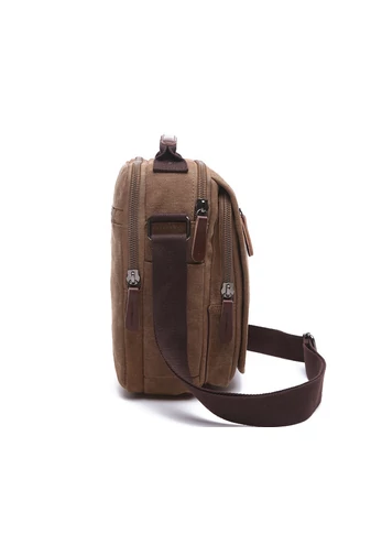 Bonluo Hnedá crossbody taška pre mužov vyrobená z odolného materiálu Veľkosť 28*22*12cm