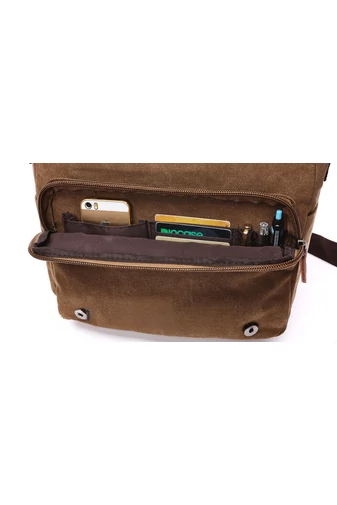 Bonluo Čierna pánska plátenná crossbody taška (40 x 35 x 13 cm)