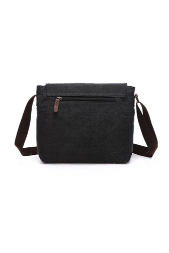 Bonluo Čierna pánska plátenná crossbody taška (40 x 35 x 13 cm)