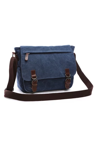 Bonluo Tmavomodrá pánska plátenná crossbody taška (40 x 35 x 13 cm)