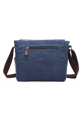 Bonluo Tmavomodrá pánska plátenná crossbody taška (40 x 35 x 13 cm)