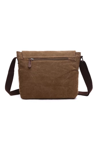 Bonluo Hnedá pánska plátenná crossbody taška (40 x 35 x 13 cm)