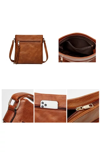 Bonluo Hnedá súprava tašiek/crossbody na rameno/do ruky z imitácie kože (3ks)