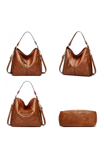 Bonluo Hnedá súprava tašiek/crossbody na rameno/do ruky z imitácie kože (3ks)