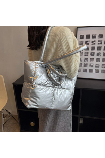 Bonluo Strieborná taška na rameno/do ruky vyrobená z nepremokavého materiálu Veľkosť 40 * 30 * 15 cm