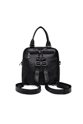 Bonluo Čierny ruksak/crossbody taška z umelej kože Malá veľkosť 23*24*11cm