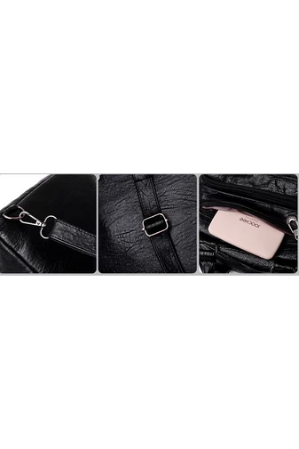 Bonluo Čierny ruksak/crossbody taška z umelej kože Malá veľkosť 23*24*11cm