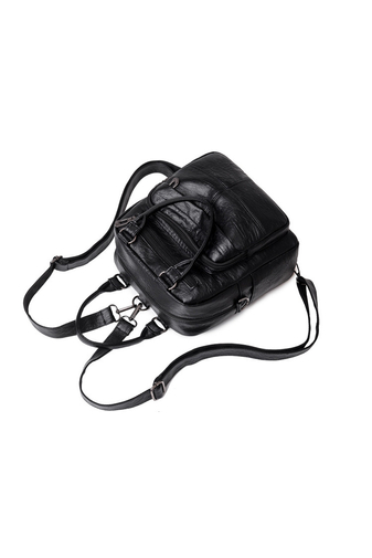 Bonluo Čierny ruksak/crossbody taška z umelej kože Malá veľkosť 23*24*11cm