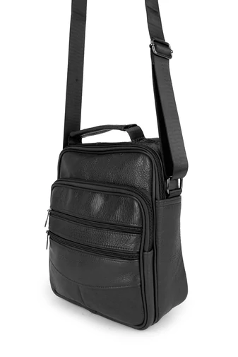 Ormi čierna pánska crossbody taška vyrobená z pravej kože