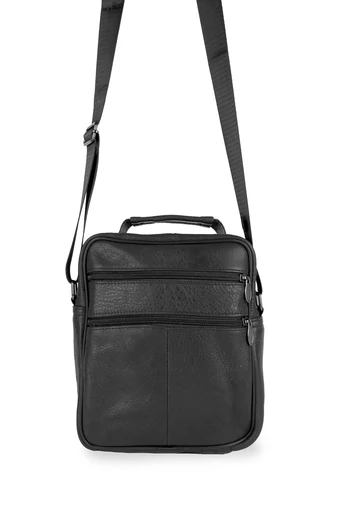 Ormi čierna pánska crossbody taška vyrobená z pravej kože