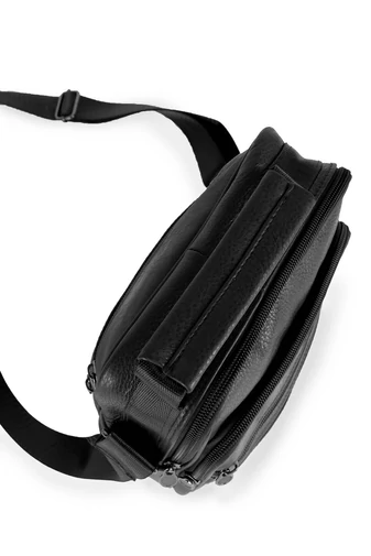 Ormi čierna pánska crossbody taška vyrobená z pravej kože
