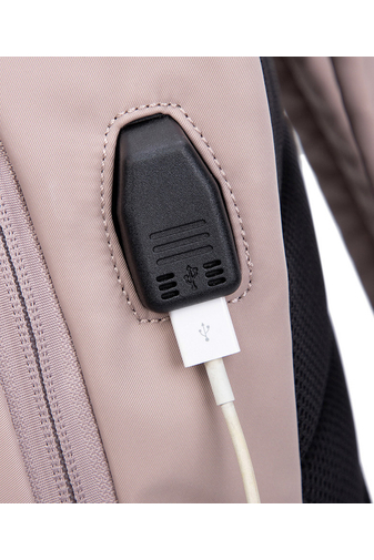 Bonluo púdrovo ružový  ruksak prémiovej kvality s USB kontaktom vyrobený z vodeodolného materiálu Veľkosť 40x35x15 cm