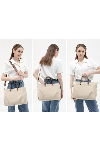 Bonluo Béžová Dámska notebook/crossbody kabelka prémiovej kvality z nepremokavého materiálu veľkosť 30*38*12 cm
