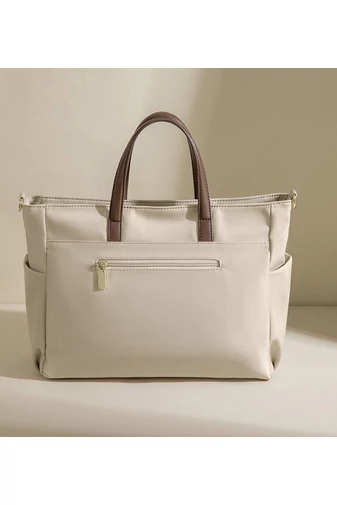 Bonluo Béžová Dámska notebook/crossbody kabelka prémiovej kvality z nepremokavého materiálu veľkosť 30*38*12 cm