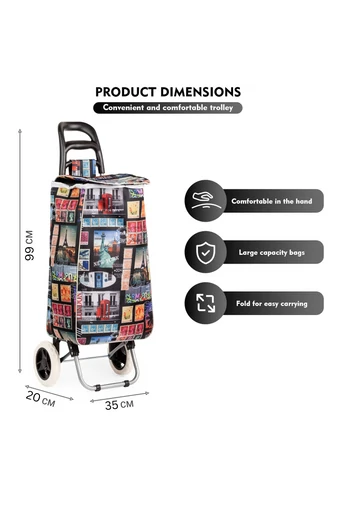Bonluo Nákupný vozík s modelom svetových miest Rozmery 99*35*20cm