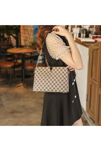 Hnedá crossbody kabelka Bonluo so vzorom z imitácie kože Veľkosť 19*26*9cm