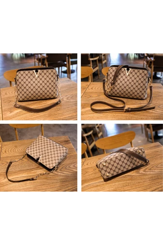 Hnedá crossbody kabelka Bonluo so vzorom z imitácie kože Veľkosť 19*26*9cm